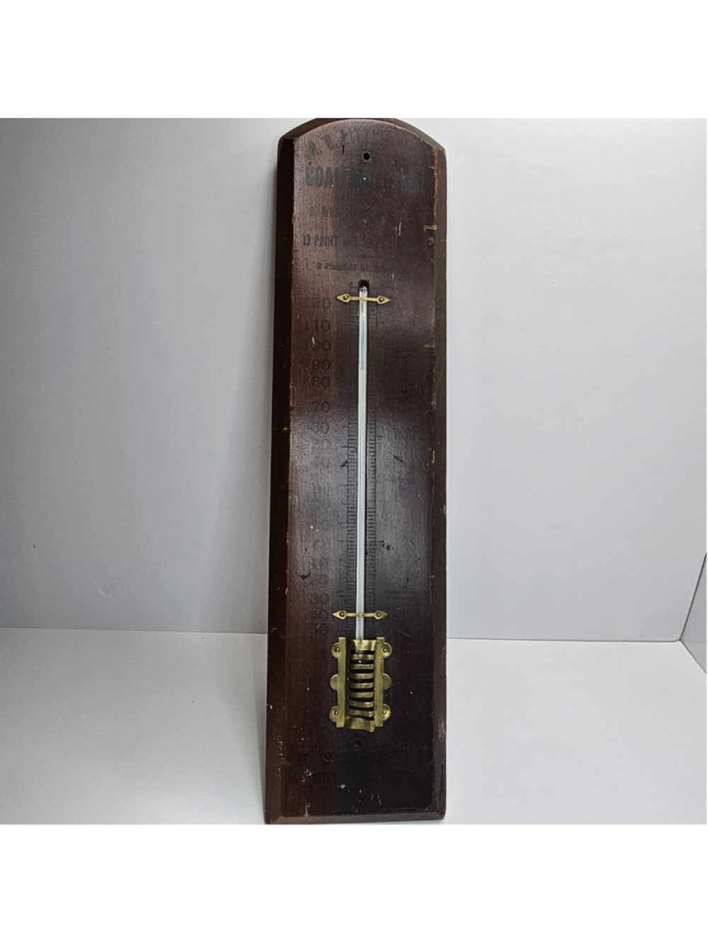 Antique R.B. Little & Co Coal and Wood Advertising Thermometer 21" Wall Sign